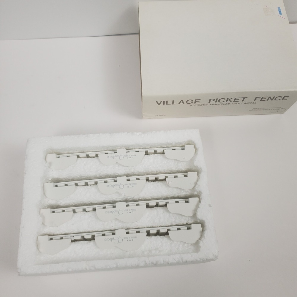Dept 56 White Picket Fence 4 Pieces Enameled Cast Metal 5101-2 Set American Home - Picture 5 of 7